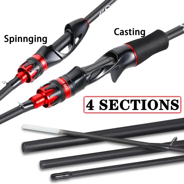 sougayilang casting spinning fishing rod 2.1m ultralight carbon fiber rod pole 4 section with eva handle 0.8 5g lure weight