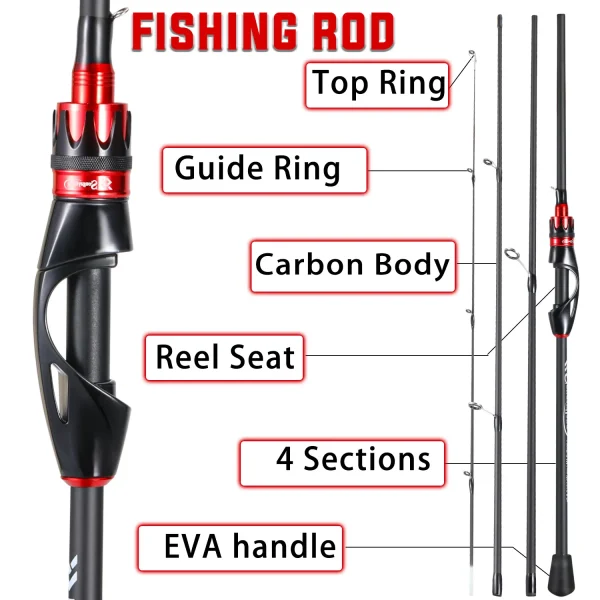 sougayilang casting spinning fishing rod 2.1m ultralight carbon fiber rod pole 4 section with eva handle 0.8 5g lure weight