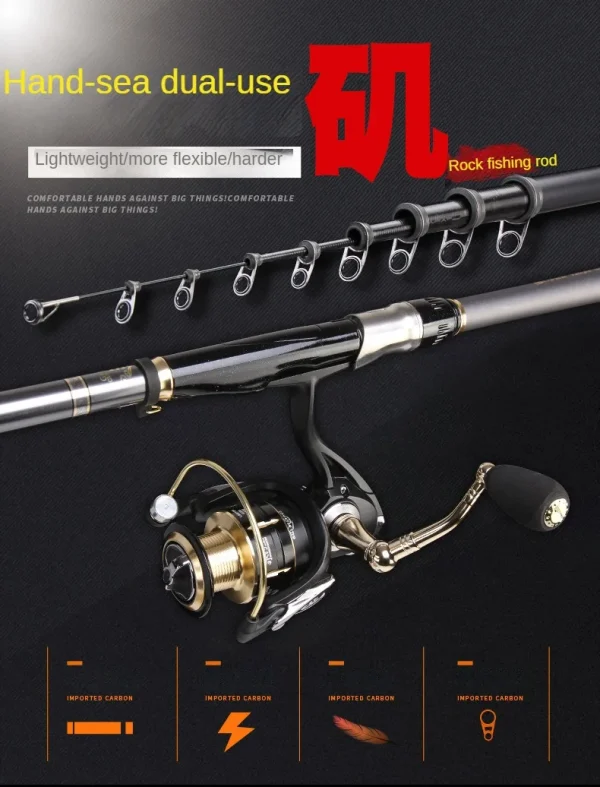 rock fishing rod carbon ultra light ultra hard sliding float shore throwing rod set ceramic guide ring spiral reel seat 6.3m