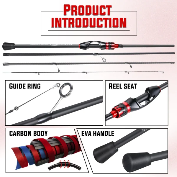 sougayilang casting spinning fishing rod 2.1m ultralight carbon fiber rod pole 4 section with eva handle 0.8 5g lure weight