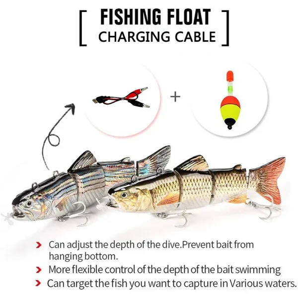 automatic swimming fishing lure electric robotic bait 4 segment wobbler outdoor hard swimbait usb rechargeable pesca 9cm/13cm