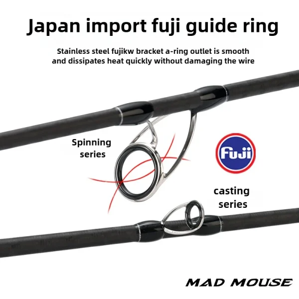 madmouse lure rod 1.9m carbon light and hard slow jigging rod fuji guide ring fuji reel seat fishing rod of sea fishing boat