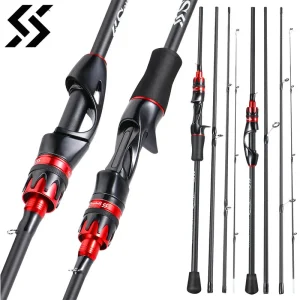 sougayilang casting spinning fishing rod 2.1m ultralight carbon fiber rod pole 4 section with eva handle 0.8 5g lure weight