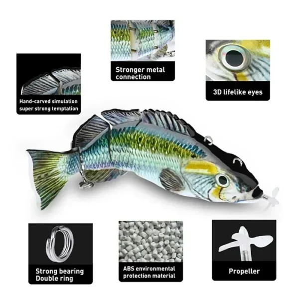 automatic swimming fishing lure electric robotic bait 4 segment wobbler outdoor hard swimbait usb rechargeable pesca 9cm/13cm