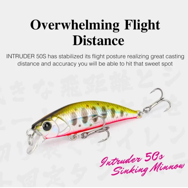 tsurinoya 50mm 5g 50s sinking minnow fishing lure intruder trout artificial hard baits jerkbait long casting stream tackle