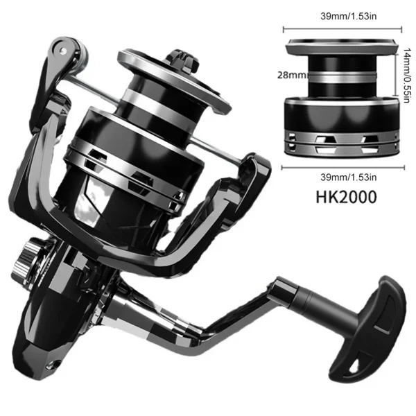 metal spinning reel all purpose fishing spinning reel 5.2:1 gear ratio 8/10/12kg max drag for saltwater and freshwater fishing