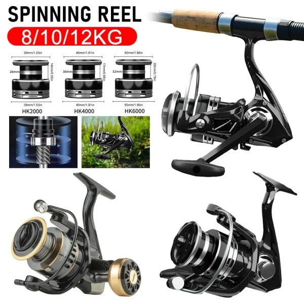 metal spinning reel all purpose fishing spinning reel 5.2:1 gear ratio 8/10/12kg max drag for saltwater and freshwater fishing