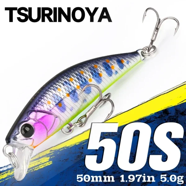 tsurinoya 50mm 5g 50s sinking minnow fishing lure intruder trout artificial hard baits jerkbait long casting stream tackle