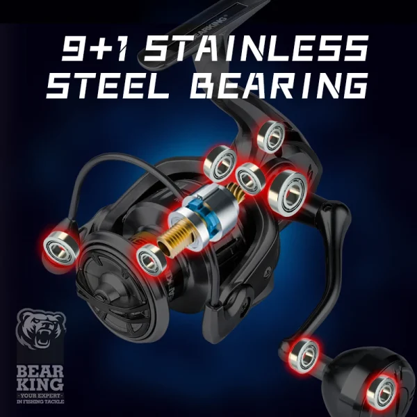 bearking brand new arrival saltwater fishing reel spinning 1000 6000 9+1bb 5.2:1 max drag 10 20kg water proof reels