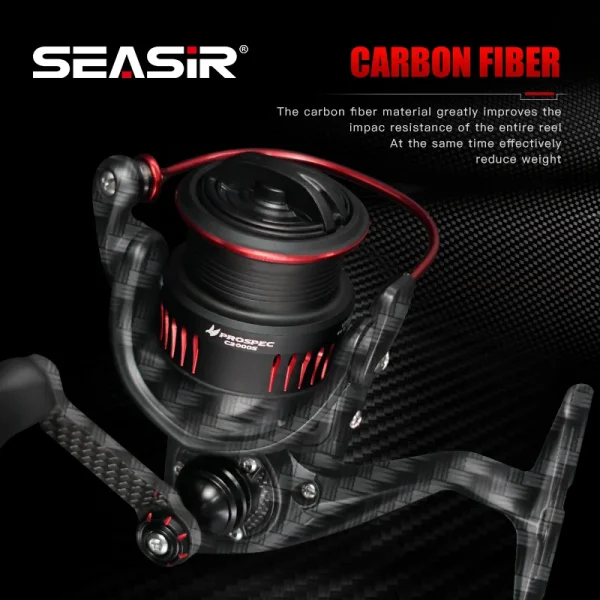 seasir p series prospec carbon fiber spining reel 9kg max drag 8+1bb 5.2:1/6.2:1 freshwater saltwater fishing reel