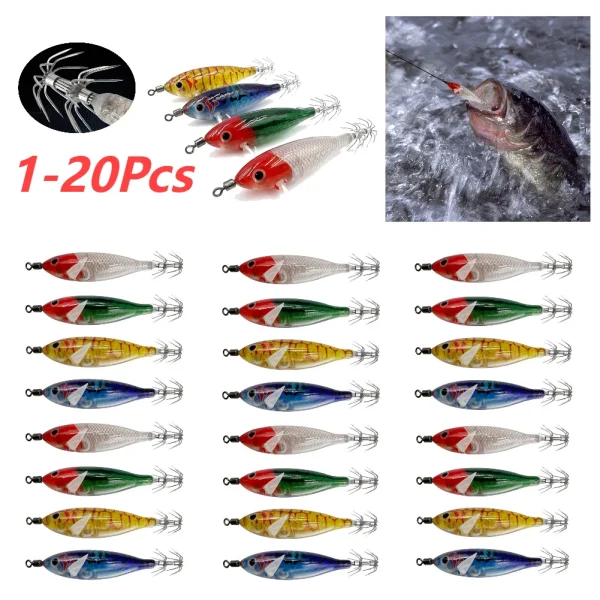 5.7g/8cm cuttlefish attracting lure double hook lifelike squid hook fishing tackles luminous squid jig hooks fishing accessories