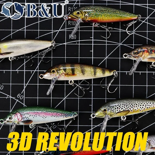 b&u sinking minnow wobblers fishing lures for bass perch pike trout lure and hard bait jerkbait for perch fishing tackle