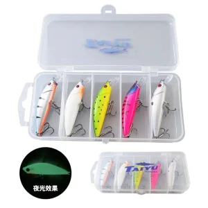taiyu 5pcs/box fishing lure 50mm 6.3g luminous minnow bait slow sinking lure far casting swimbait realistic artificial hard bait