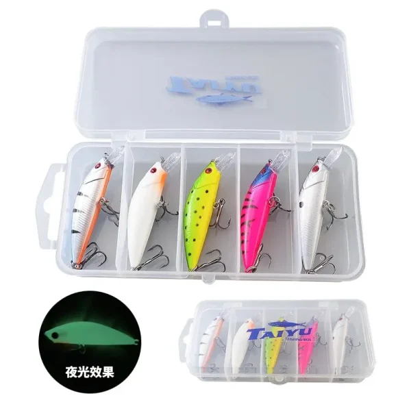 taiyu 5pcs/box fishing lure 50mm 6.3g luminous minnow bait slow sinking lure far casting swimbait realistic artificial hard bait