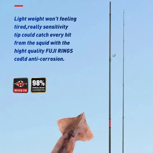 egi rod squid lure rod 2.58m spinning rod 862m 862ml squid egging fishing rod fuji rings 40t carbon rod