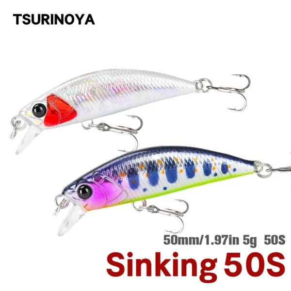 tsurinoya 50mm 5g sinking minnow fishing lure intruder 50s trout artificial jerkbait hard bait pike wobbler stream crankbait