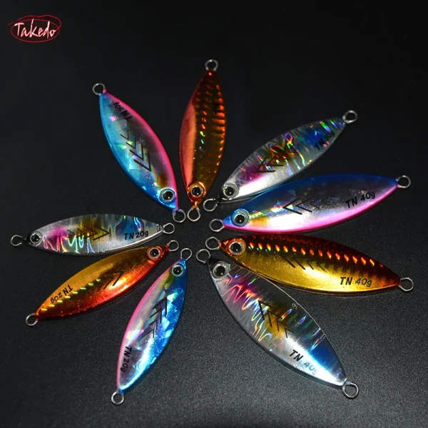 takedo tn03 20g 30g 40g saltwater lead vertical metal fishing jig artificial bait 3d eyes offshore deep sea fishing jigging lure