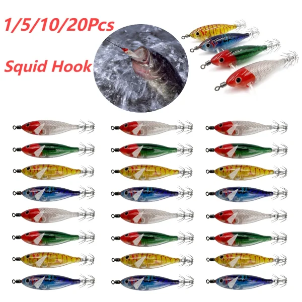 5.7g/8cm cuttlefish attracting lure double hook lifelike squid hook fishing tackles luminous squid jig hooks fishing accessories