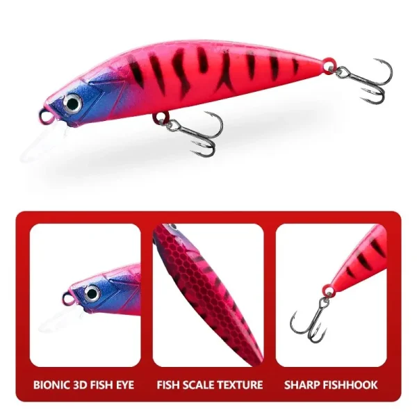 taiyu 5pcs/box fishing lure 50mm 6.3g luminous minnow bait slow sinking lure far casting swimbait realistic artificial hard bait