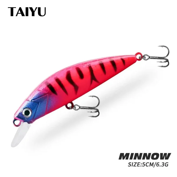 taiyu 5pcs/box fishing lure 50mm 6.3g luminous minnow bait slow sinking lure far casting swimbait realistic artificial hard bait