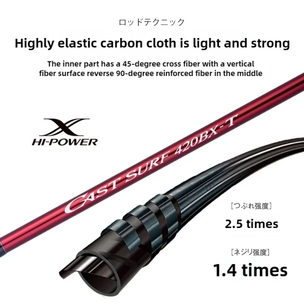 surf fishing rod 4.2m carbon ultra hard sea fishing long throw rod fuji guide ring fuji reel seat sandy beach throwing rod