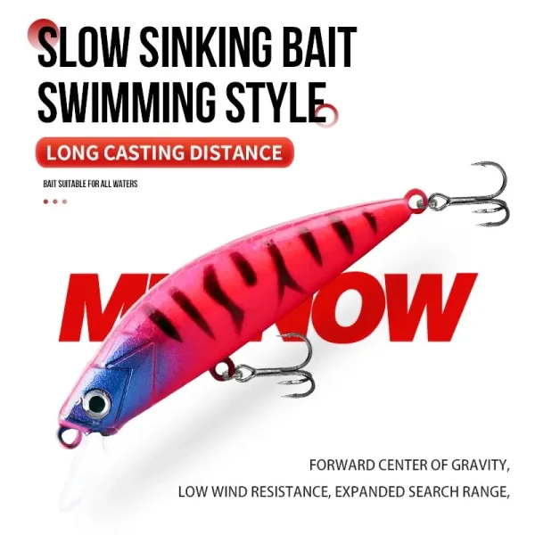 taiyu 5pcs/box fishing lure 50mm 6.3g luminous minnow bait slow sinking lure far casting swimbait realistic artificial hard bait