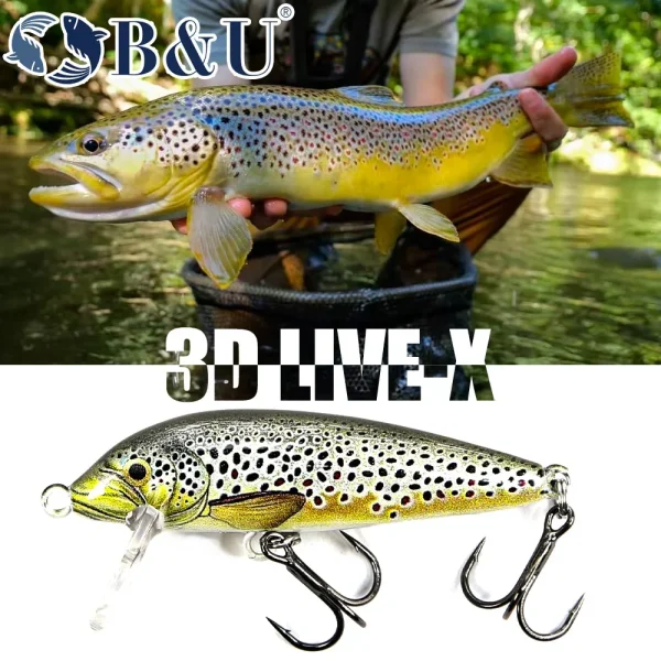 b&u sinking minnow wobblers fishing lures for bass perch pike trout lure and hard bait jerkbait for perch fishing tackle