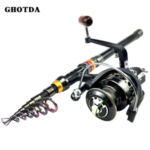 fishing rod and reel combo set telescopic carbono fiber rod 1.8 3.6m spinning reel 13bb